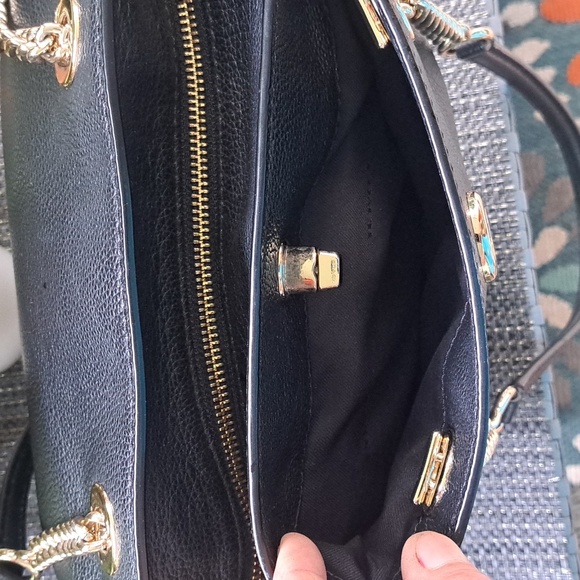 Coach Turnlock Chain 27 Black Leather Shoulder Bag 57107 Excellent Condition - Picture 8 of 12